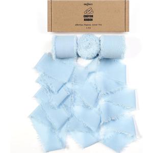 2 x Baby Blue Silk Ribbon 1.5" Wide x 24 Yards | Gender Reveal Party Decor, Baby Shower Favors, Hair Bows & Coastal Bridal Bouquets (Baby Blue 3-Roll Set)