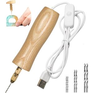 Electric Resin Drill Set Premium Wooden Body Hand Resin Jewelry Drill for jewelry making, Resin Art, Drilling Jewelry, and DIY Crafts