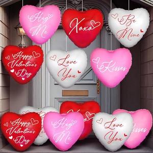 Jetec 12 Pcs 12'' Valentine's Day Inflatable Hearts Outdoor Decorations, Large Inflatable Heart Valentines Hanging Ornaments for Wedding Anniversary Holiday Party Yard Decor(Mixed Color,Letter)