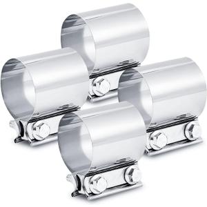 ELSHINE 1.5 Inch Exhaust Clamp1.5 Butt Joint Band Clamp Exhaust Pipe Clamps Muffler Sleeve Coupler Stainless Steel 304 for Pipes,Mufflers,Catalytic Converters 4PCS
