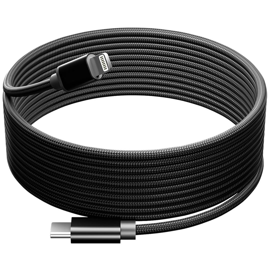 for USB C to Lightning Cable 15FT/5M 1 Pack MFi Certified 27W PD Fast Charging Braided Extra Long iPhone Charger Cord Compatible with iPhone 14/13/12/11 Pro Max/XS MAX/XR/SE/8/ipad/7/6 Plus