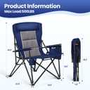 HIGH POINT SPORTS Oversized Camping Chairs for Adults, High Back Heavy Duty Lawn Folding Chair Support 500LBS, Padded Portable Outdoor Chair with Cup Holder, Blue, Single Pack
