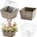 Dandat 2 Set Wooden Centerpiece Box for Wedding Table Decor 6 Inch Rustic Wood Planter Box with Removable Plastic Liner Farmhouse Flower Boxes for Party, Wedding, Baby Shower, Home Garden Decor