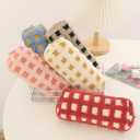 2 x Pencil Case Pen Case Office College School Storage Bag Pouch Holder Box Organizer Makeup Pouch Cosmetic Bag Aesthetic Cute Pencil Case for Girls Boys Kids (Red)