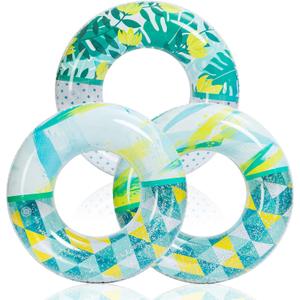 Inflatable Pool Floats with Glitters 32.5"(3 Pack), Pool Floaties Tubes for Swimming Kids Adults Beach Outdoor Party Supplies