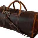 24" Leather Duffle Bag for Men and Women, Full Grain Leather Travel Overnight Weekender Sports Gym Carry On Duffel Bag by Rustic Town (Antique Brown)
