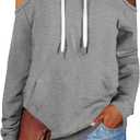 Cutiefox Women's Casual Long Sleeve Drawstring Hoodie Sweatshirts Pullover with Pockets (Medium, 02-grey)