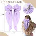 10 PCS Large Hair Ribbon Barrettes with Long Tails for Women & Girls, TOKUFAGU Vintage French Hair Accessories - Bow Clips in 10 Colors (Set A)