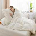 SheRest Beige Duvet Cover Queen Size - Soft Brushed Microfiber, 3 Pieces, 1 Duvet Cover 90x90 Inches with Zipper Closure 8 Ties & 2 Pillow Shams, Breathable Bedding Set for All Season (No Comforter)