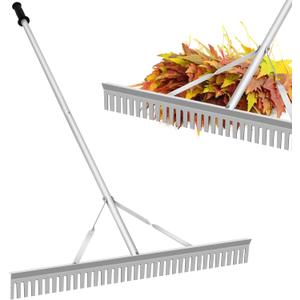 Aluminum Landscape Rake,36" Landscape Rake,Leaf Rake with 67 Inch Handle,Aluminum Yard Rake Tool for Loosening Soil,Lawn Care,Weeding Lake,Garden,Pond,Beach Landscaping(36" Head X 67" Handle)