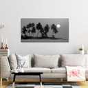 Black and White Wall Art Coastal Landscape Ocean Tree Artwork 20"x40"
