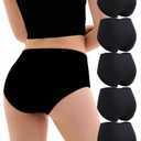 Anyball Women's Cotton Underwear High Waisted Briefs Full Coverage Soft Breathable Panties 5 Pack