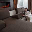 Couch Cushion Covers for Sectional Sofa, Stretch Soft Sofa Slipcovers Washable Wear-Resistant Universal Furniture Protector for Living Room(1 Piece Chair Cover, Brown)