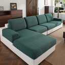 OHSIO Couch Cushion Covers for Sectional Sofa, Stretch Soft Sofa Slipcovers Washable Wear-Resistant Universal Furniture Protector for Living Room(2 Seaters Covers+1 Chaise Cover, Green)