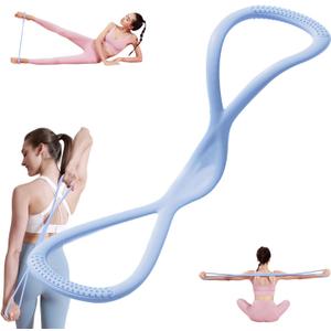 Resistance Bands, Figure 8 Exercise Bands for Women Men, Arm Back Elastic Rope for Glutes,Back,Fullbody Yoga Pulling Rope, Gift for Sports Lover/Beginner (25 lbs) (Blue)