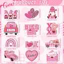 Valentine's Day Wooden Hanging Ornaments Wood Heart Shaped Ornaments Hanging Buffalo Plaid Valentines Day Decor Gnome Truck Heart Decorations Wooden Pink Valentines Decorations for Wedding (36)