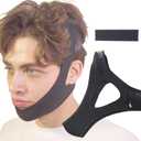 Anti Snoring Chin Strap, Chin Strap for Sleeping, Premium Airflow Jaw Strap, Stop Snoring Chin Strap, Snoring Solution for Men and Women, Breathable Chin Strap, Snoring Chin Strap (Black~)