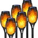 Outdoor Solar Lights, 6Pack Solar Torch Light with Flickering Flame, Christmas Lights Waterproof for Christmas Decor, Tiki Torches for Outside, Luces Solares para Exteriores Pathway Yard Garden Decor (Orange)