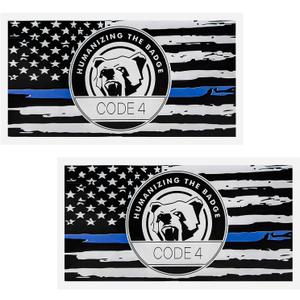 10 x 2PCS Thin Blue Line Sticker Code 4, Police Support Sticker American Flag Thin Line Decal, Waterproof Thin Line Flag Stickers Support Law Enforcement for Car Window Laptop (Larger), 6.73.34 inches