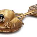 Funly mee Antique Trinket Dish Vintage Love arrow Gold Jewelry Tray, Marriage Ring Holder 8 x 3.3 inches