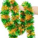 33FT St. Patrick's Day Tinsel Garland, Green Gold Metallic Twist Foil Tinsel Garland Hanging Garland for St. Patrick's Day Birthday Party Indoor Outdoor Decoration Pack Of 2