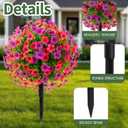 Hotop 2 Pack 22" Artificial Boxwood Ball Topiary Flower Trees with Ground Spike, UV Resistant Weatherproof Faux Floral Shrubs for Outdoor Garden Patio Porch Indoor Home Decor(Purple and Pink)