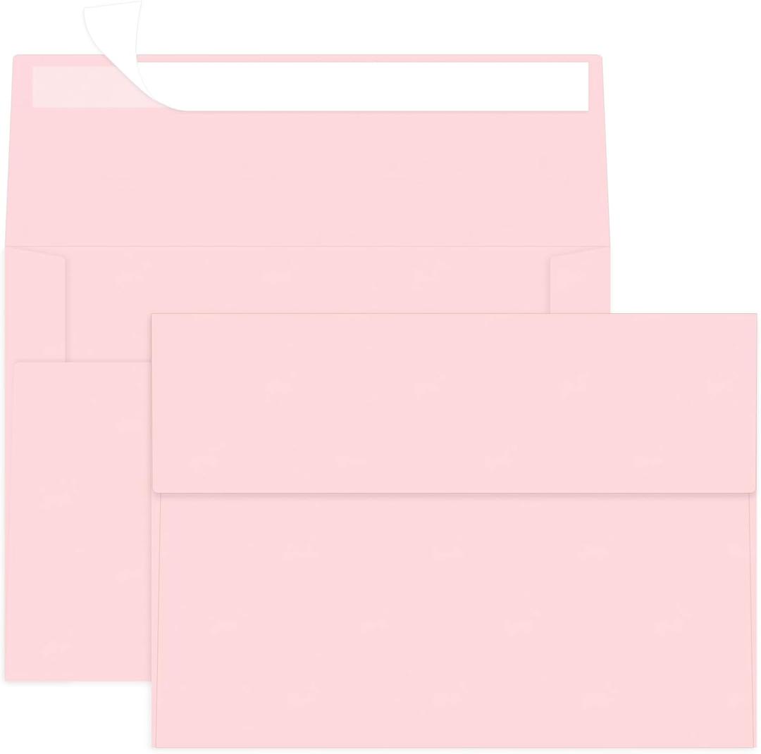100 Packs Pink 5x7 Envelopes, A7 Envelopes for Card Invitation Wedding Birthday Party Baby Shower