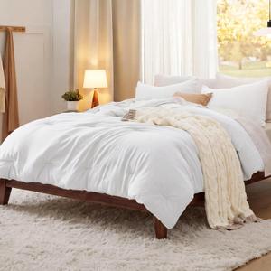 Bedsure King Size Comforter Set, Prewashed Bedding White