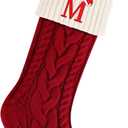 Christmas Stockings,Christmas Decoration Knitted Soft & Comfortable Stockings,Hanging Long Tube Letter Xmas Stocking for Fireplace (1p-red)