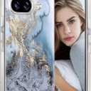 Marble Case for Google Pixel 9A 5G, Soft Silicone Clear TPU Case for Women, Pixel 9A Cute White Blue Marble Pattern Anti-Scratch Shockproof Protective Cover for Google 9A 6.3-inch (Blue)