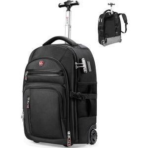 star cloud Rolling Backpack with Wheels, USB & Type-C Charging Ports, 21x14x9, Water-Resistant, 17.3" Laptop Compartment, EVA Material,Wheeled Business Backpack for Travel, Work, College, Large