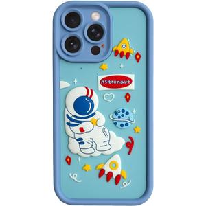 Cute Phone Case for iPhone 13 Pro Max Case Cool Cartoon Astronaut Space Mars Rocket Design Aesthetic Bumper Protective Anti-Slip Shockproof Compatible with iPhone 13 Pro Max Cases