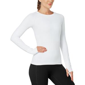 MathCat Workout Shirts for Women Long Sleeve, Workout Tops for Women, Quick Dry Gym Athletic TopsSeamless Yoga Shirts (X-Small, White)