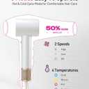 High-Speed Hair Dryer, 160,000 RPM Brushless Motor for Ultra-Fast Drying, 500M Ionic Negative for Frizz Reduce, Low Noise Thermo-Control Blow Dryer with Diffuser for Curly Hair Women and Men,White