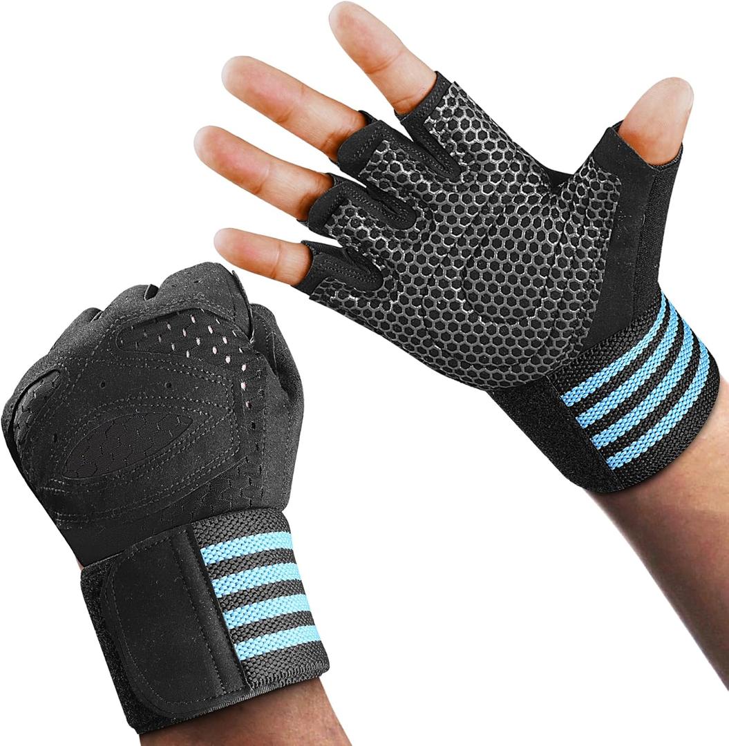 PhAsz Workout Gloves for Full-Finger,Ventilated Weight Lifting Gym Lifting Gloves with Wrist Wrap Support for Men & Women,Full Palm Protection,for Weightlifting,Training,Fitness,Hanging (Small, black)