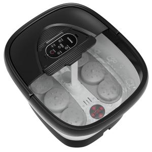 Collapsible Foot Spa with Heat and Remote, Heated Foot Bath Massager with Timer, and 24 Motorized Shiatsu Massage Balls, Foot Soaking Tub Supports Hot/Cold Water Soaking (Black)