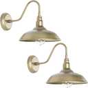 Brass Outdoor Gooseneck Light, 10'' Diameter Gooseneck Barn Wall Sconce for Porch, Exterior Waterproof Farmhouse Light Fixture with Wall Mount, 2 Pack, LM2201-GL-2P