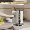 Black Paper Towel Holder Countertop, One-Handed Tear, Stainless Steel, Weighted Base, Ring Paper Towel Holder Stand with Ratchet System for Kitchen Farmhouse Essentials Decor