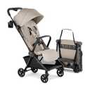 Mompush Nexis Carbon Travel Stroller, Ultra-Lightweight 11.5 lbs, Compact & Airplane Carry-On Approved, One-Second Auto-Fold, One-Hand Full Recline, from Birth to 50 lbs, JPMA Certified, Khaki