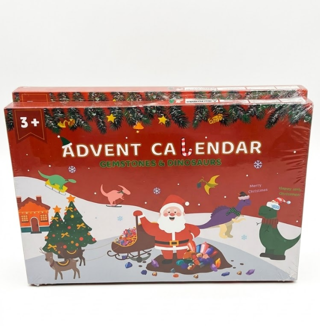 Dino Dig Advent Calendars 24-Day Countdown Advent Calendar Featuring Gemstones and Dinosaur, 2 Pack 