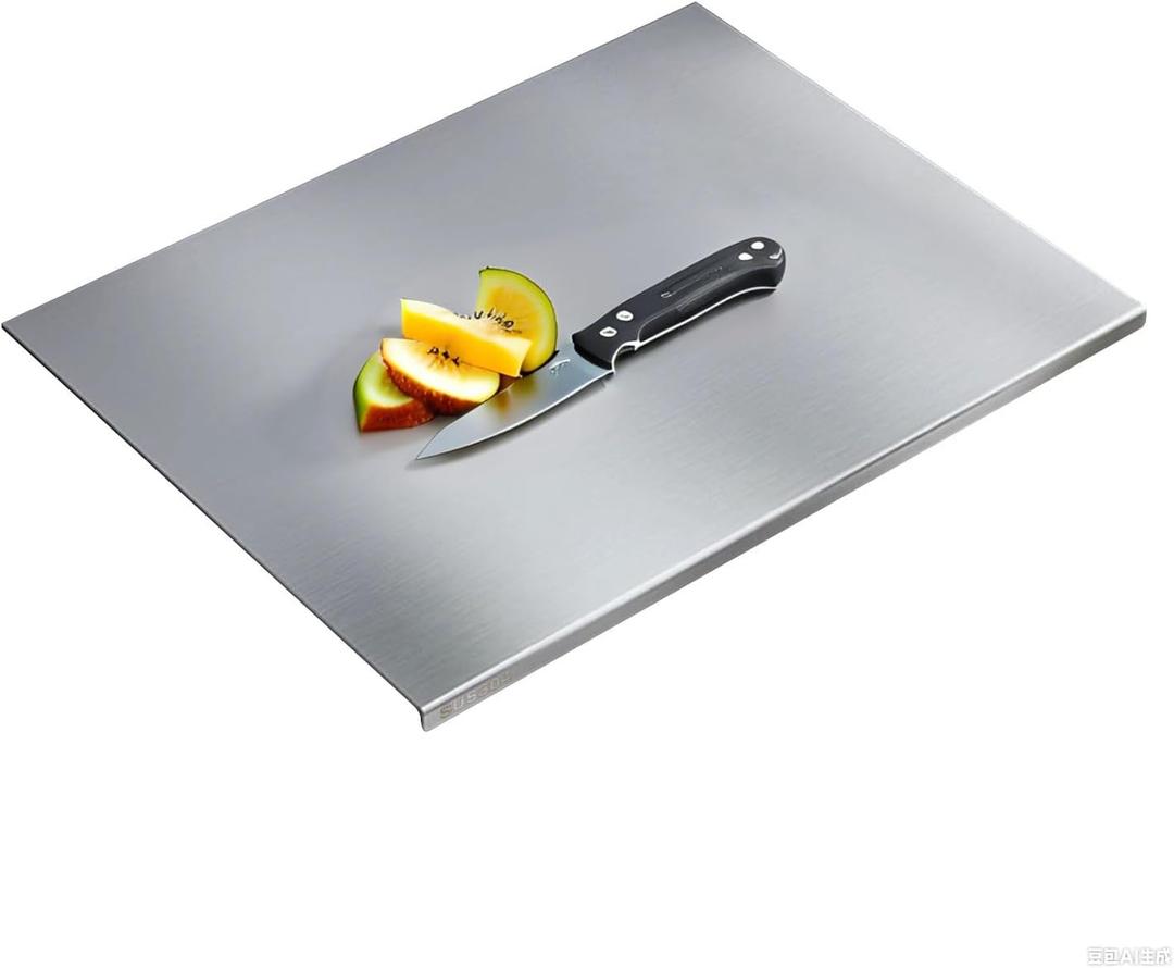 304 Stainless Steel Cutting Board Stainless Steel Kitchen Chopping Boards Non-Slip, Dishwasher Safe Ideal for Meat, Vegetables, Fruits, Bread & Baking Commercial & Home Use (15.7 * 11.8in)
