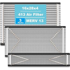 (3-Pack) 413 Replacement Filter Compatible with April-Aire Whole House Air Purifier 4400, 3413, 2416, 2413, 1610, 1413 MERV 10, Actual Size: 16.75" x 27.75" x 4", Nominal Size: 16''x28''x4''