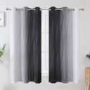 Estelar Textiler Ombre Greyish White and Black Blackout Curtains & Drapes 63 Inch Length 2 Panels for Bedroom, Thermal Insulated Full Light Blocking Grommet Blackout Drapes for Kids Room, 42Wx63L