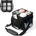 Reusable Drink Carrier With Handle,4 Cup Water Bottle Holder With Strap & Adjustable Dividers,Upgraded Portable Foldable Water Bottle Bag With Dual Elastic Straps, Leak-Proof,Coffee Cup Holder (Black)