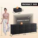 WLIVE 75.5'' Black Dresser for Bedroom, TV Stand for 85, 80, 75, 65 Inch TV, 12 Drawer Long Fabric Dresser with Wood Top, Wide Entertainment Center Storage Chest for Living Room, Closet