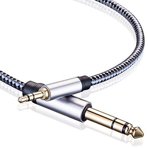 Tiierzon 1/8 to 1/4 Stereo Cable 25Ft, 6.35mm 1/4" Male to 3.5mm 1/8" Male TRS Bidirectional Stereo Audio Cable Jack for Guitar, Home Theater Devices, Speaker and Amplifiers(25Ft)