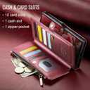 Defencase Compatible with Samsung Galaxy S23 Ultra Case Wallet with RFID Blocking Card Holder for Women, PU Leather Magnetic Snap Flip Zipper Strap Phone Case Fit for Galaxy S23 Ultra 5G, Wine Red