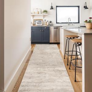 3x10 Washable Hallway Runner Rug - Indoor Modren Abstract Kitchen Carpet with Non Slip Backing Home Decor Long Rugs for Bedroom Laundry Entryway Ultra Soft Floor Mat for Bathroom 3x10 Beige