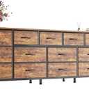 Huuger 77.6" Long Dresser for Bedroom, 16 Drawer Fabric Dresser for Closet, Wide Chest of Drawers with Storage, TV Stand for 65, 75, 85 Inch TV, 77.6" W x 13" D x 26.4" H, Rustic Brown