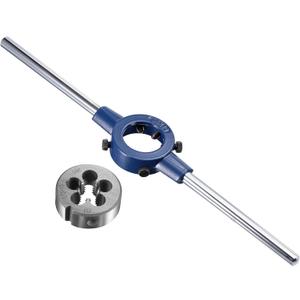 uxcell Round Die Stock Handle Wrench Set, 1/2-13 UNC Threading Die and 38mm (1-1/2") Die Holder (Fits: 26mm-38mm OD Die / M12-M16 Thread Die) Adjustable for Bolt Thread Repair